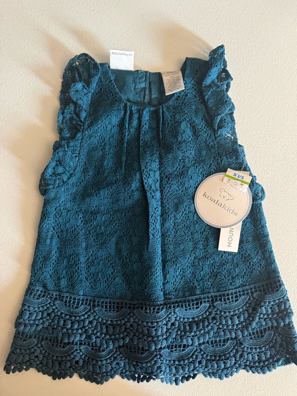 Koala Kids Teal Lace Flutter Sleeve Formal Dress